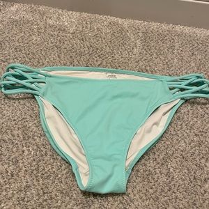 Victoria Secret Pink Mid Rise Teal Bikini Bathing suit Bottoms Size Large